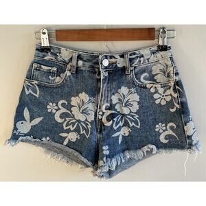 Playboy By PacSun Luau High Waisted Denim Festival Shorts Women Size 24 Y2K 90s
